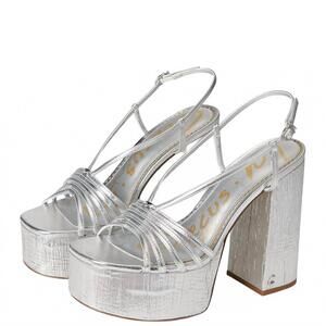 Circus by Sam Edelman Silver Metallic Platform Slingback Sandals